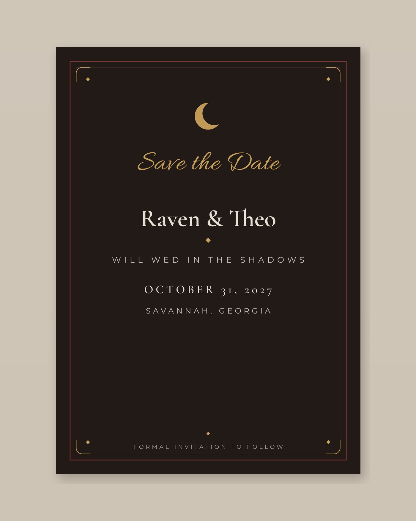 Gothic dark romance save the date template