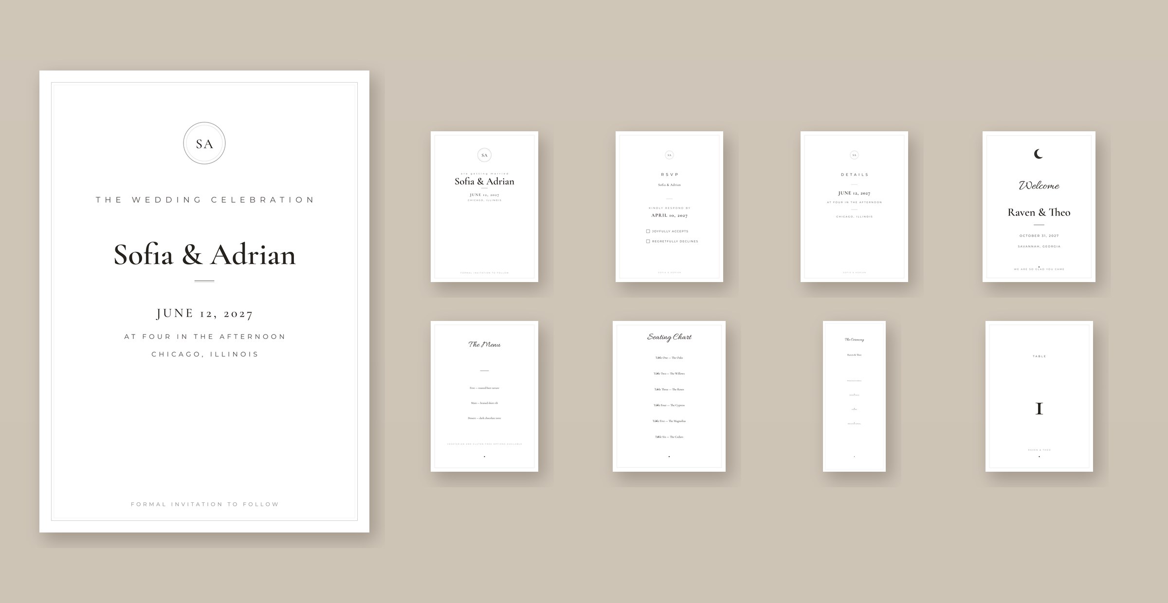 Minimalist Complete Wedding Collection, every design