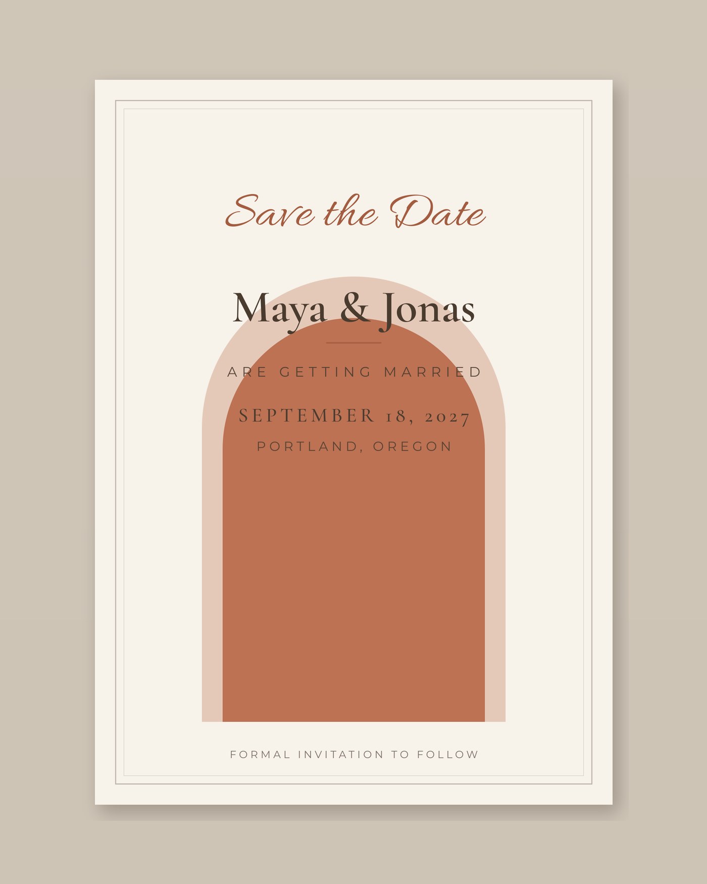 Terracotta arch save the date template