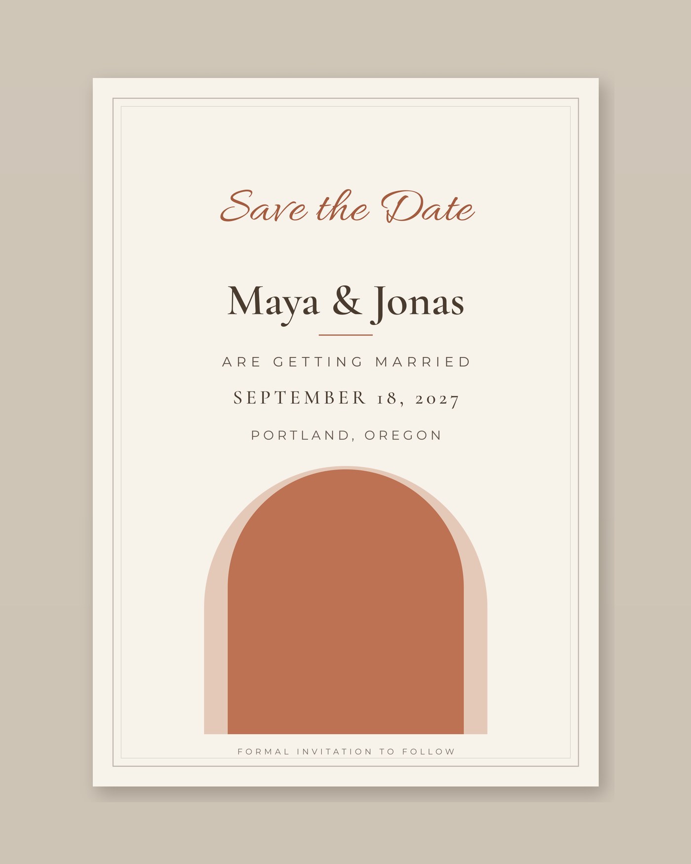 Terracotta arch save the date template